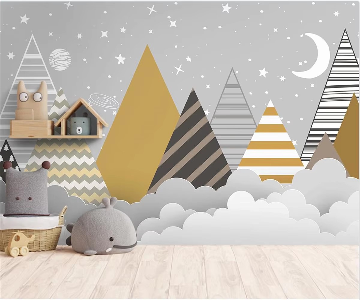 3D Printing Heat Resistant Material - Customized Size Wallpaper Geometric Mountain Sun