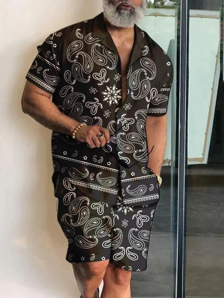 3D Printing Cancer - Flower Print Suit Men Shirt 2Pcs