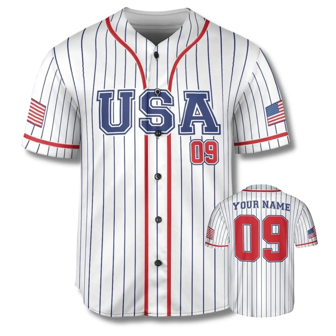 3D Printing Usa - Personalized USA 3D Baseball Jersey Button