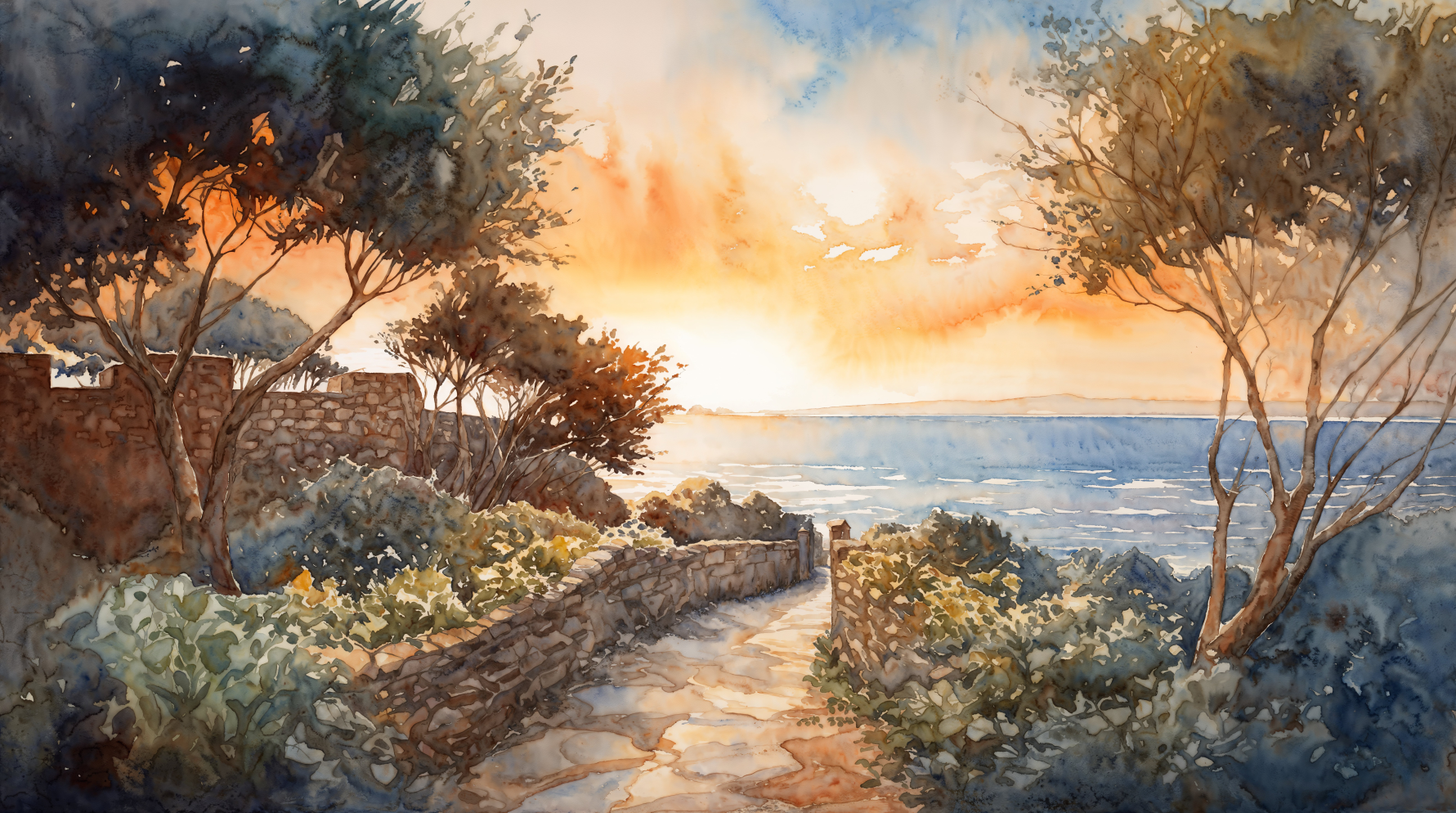 3D Printing Heat Resistant Material - Customized murals European-style watercolor paths brick
