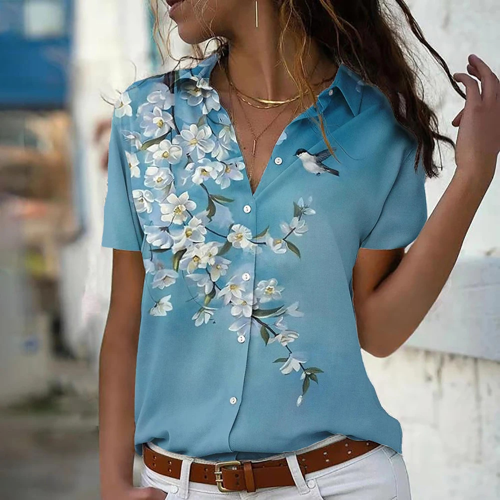 3D Printing Cancer - 3d Floral Printing Women Casual Shirts