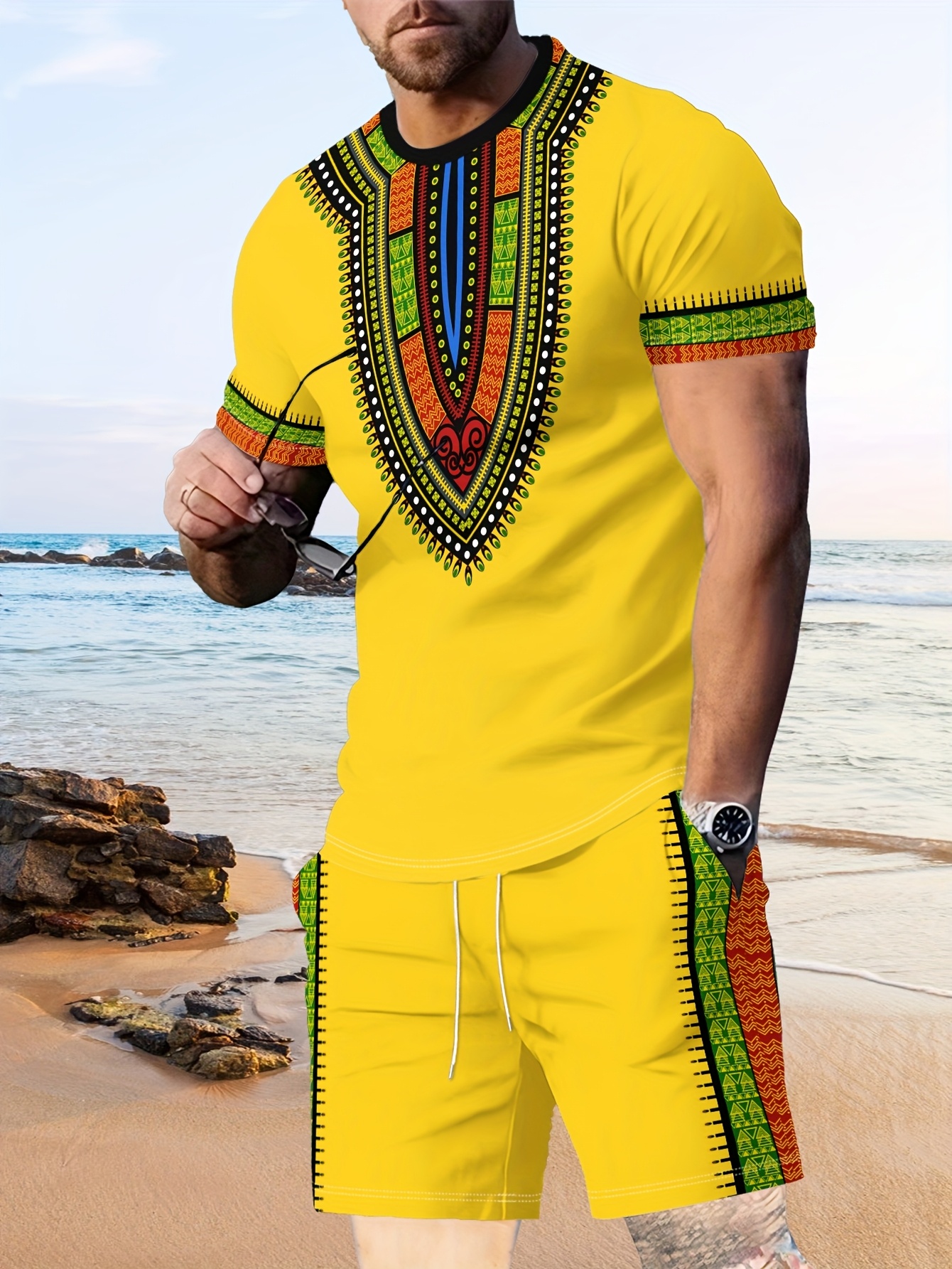 New Men's Suits African Dashik - đánh giá và giá 3D Printing Jersey